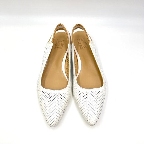 Naturalizer Womens Size 8 White Leather Slingback‎ Perforated Flats Shoes - Picture 3 of 12